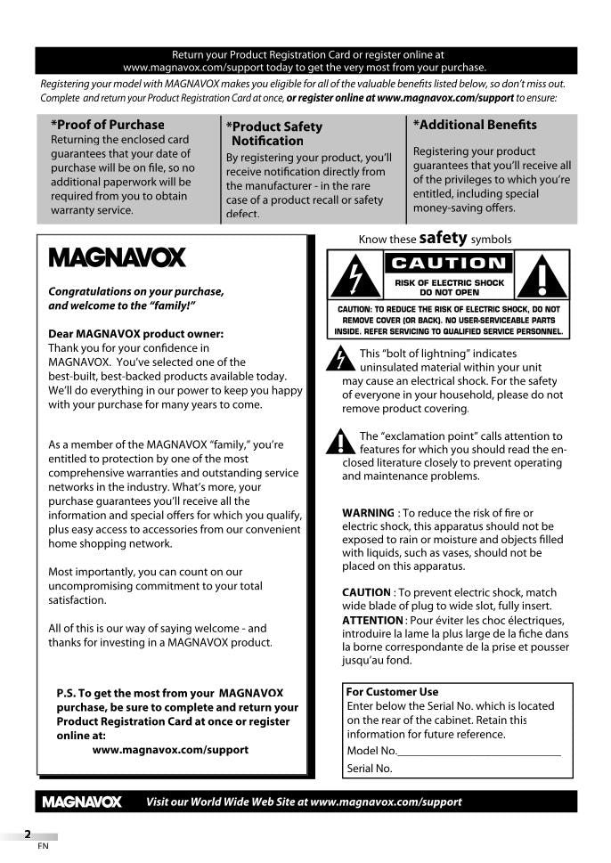 Magnavox 37MD350B/F7 TV/DVD Combo Operating Manual