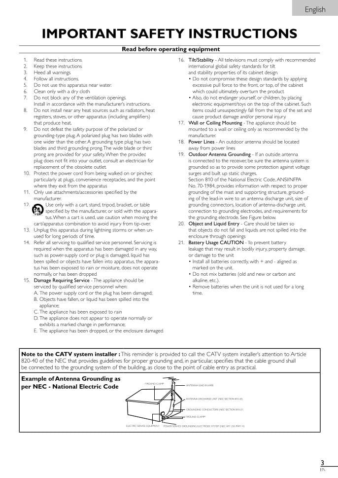 Magnavox 26MF330B 32MF330B 32MF330B/F7 TV Operating Manual