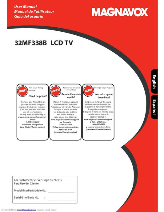 Magnavox 32 MF 338B/F7 TV Operating Manual