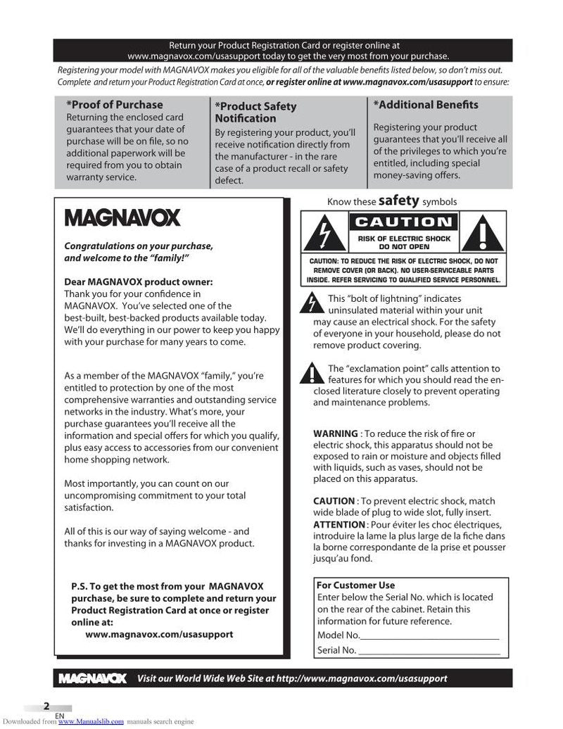 Magnavox 32MF338B/F7 TV Operating Manual