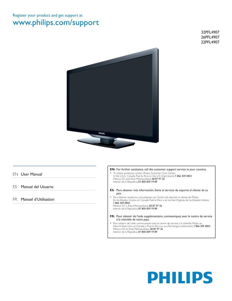 Philips 32PFL4907/F7 TV Operating Manual