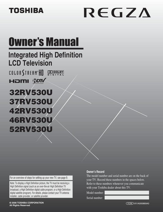 Toshiba 32RV530UOM TV Operating Manual