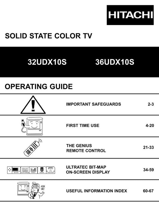 Hitachi 32 UDX 10S 36 TV Operating Manual