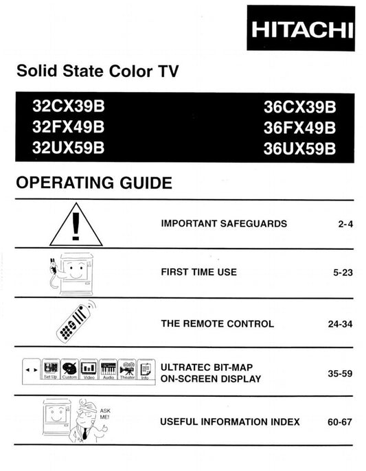 Hitachi 32 CX 39B FX 49B UX 59B TV Operating Manual