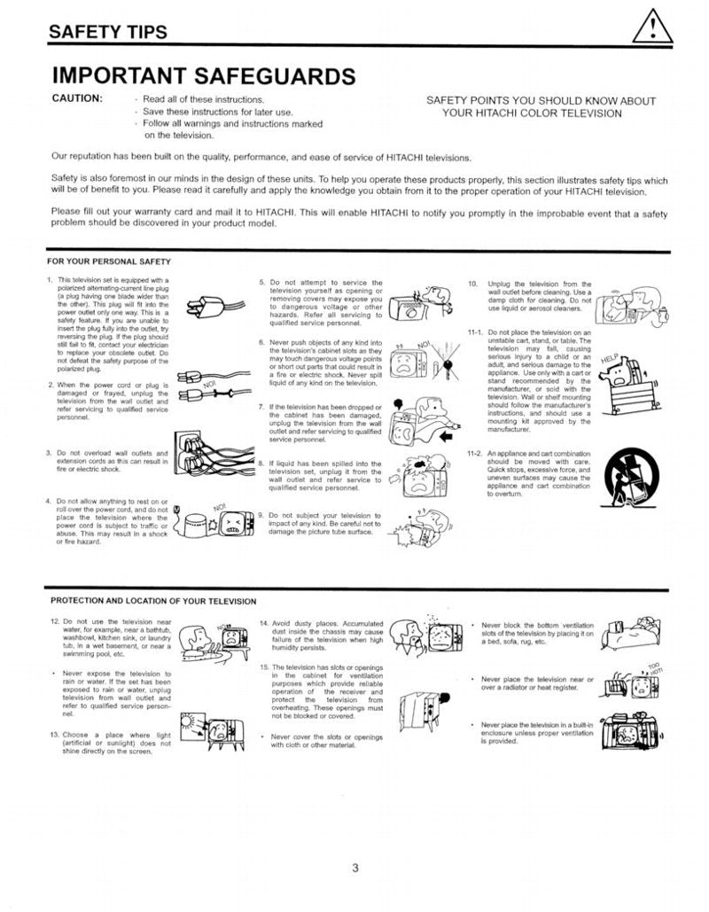 Hitachi 32 CX 39B FX 49B UX 59B TV Operating Manual