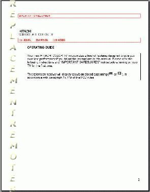 Hitachi 35 TX 30B 50B 59K TV Operating Manual