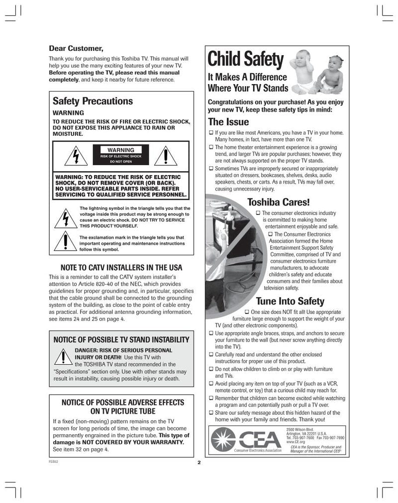 Toshiba 36A12 TV Operating Manual