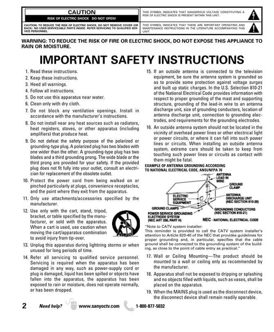 Sanyo DP52449 TV Operating Manual