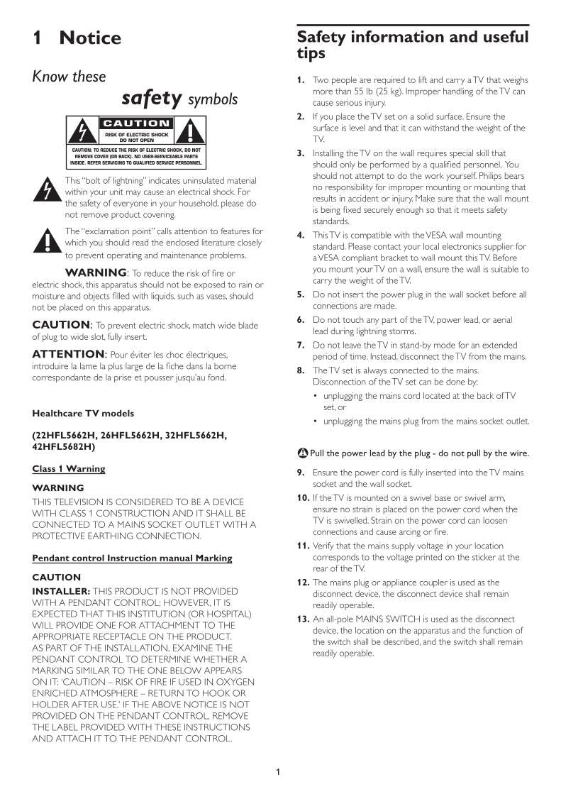 Philips 22HFL5662H 26HFL5662H 32HFL4462F TV Operating Manual