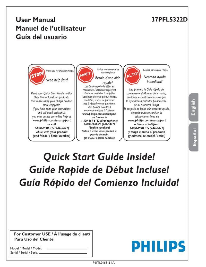 Philips 37PFL5322D TV Operating Manual
