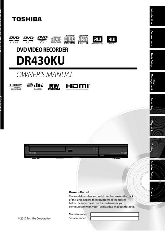 Toshiba DR430 Digital Video Recorder (DVR) Operating Manual