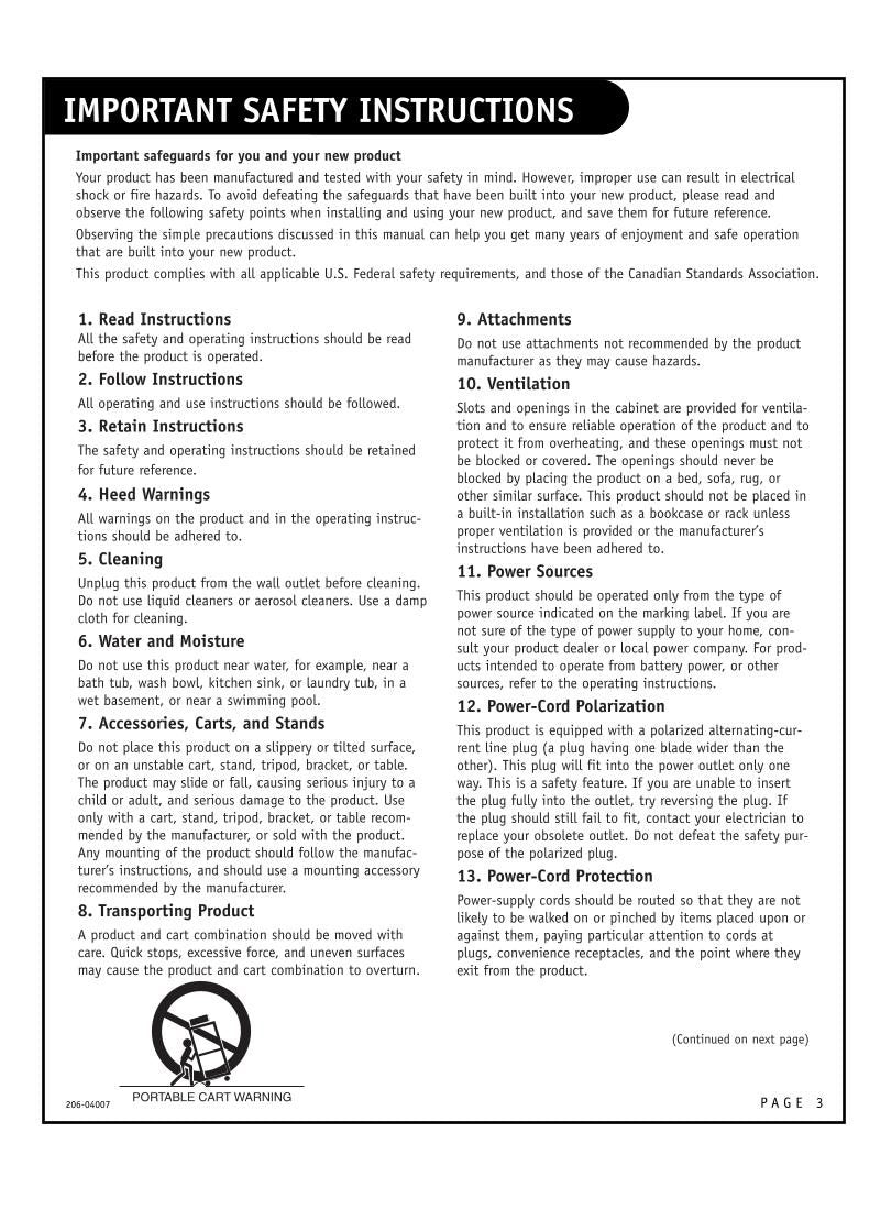 Zenith C30W47 TV Operating Manual