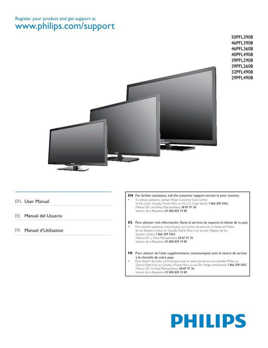 Philips 29PFL4908 29PFL4908/F7 32PFL4908 TV Operating Manual