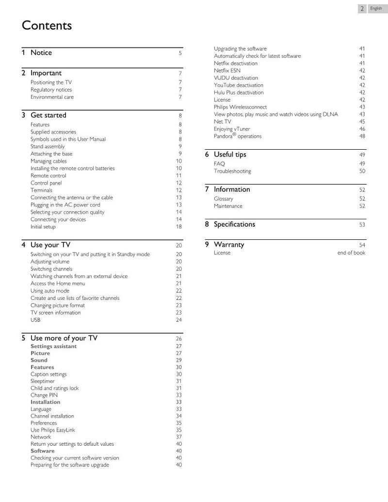 Philips 29PFL4908 29PFL4908/F7 32PFL4908 TV Operating Manual