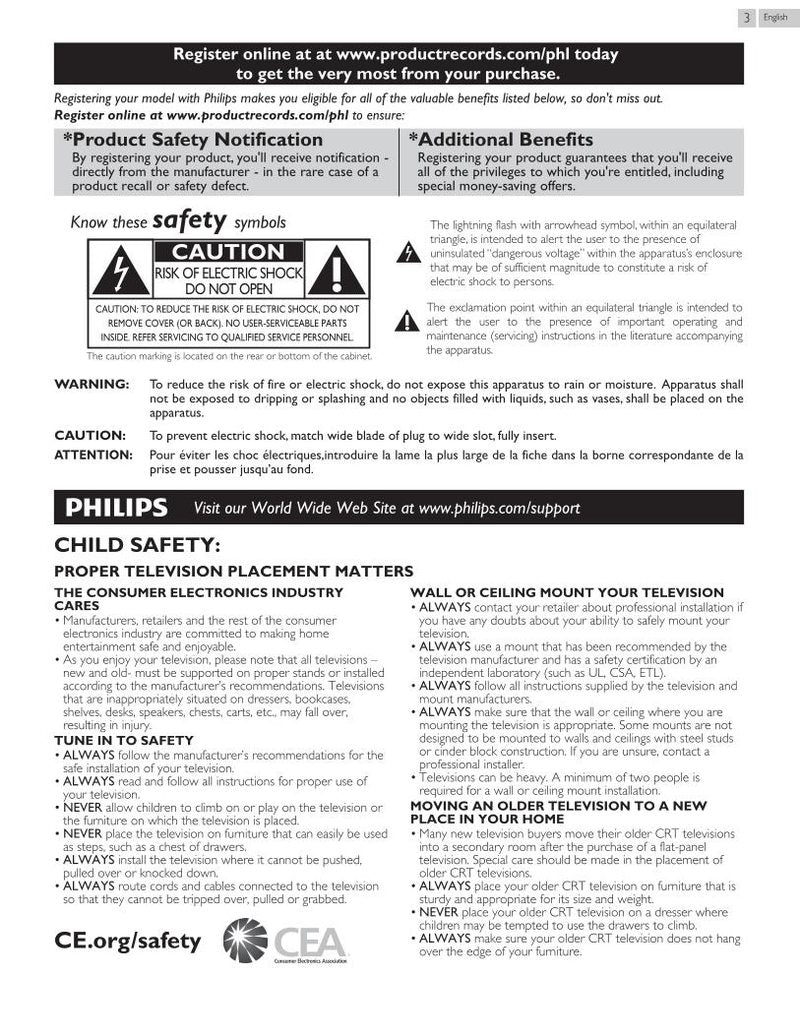 Philips 29PFL4908 29PFL4908/F7 32PFL4908 TV Operating Manual