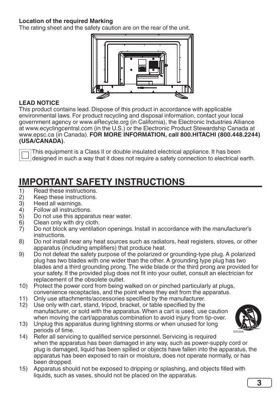 Hitachi 40 C 301 TV Operating Manual