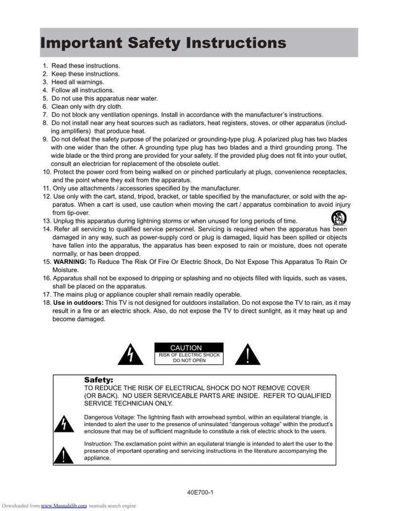 Etec 40E700 TV Operating Manual