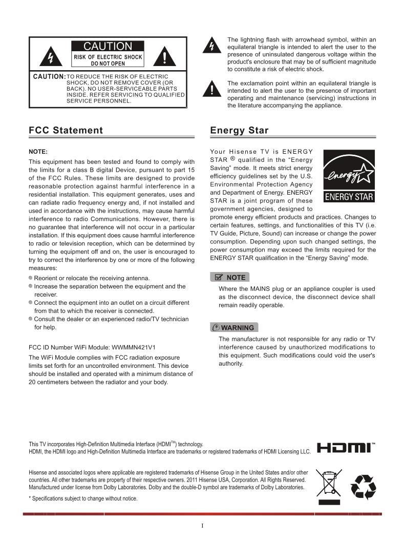 Hisense 32 K 366W 40 TV Operating Manual