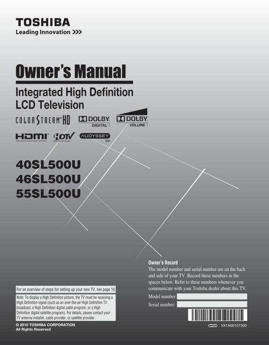 Toshiba 40SL500UOM TV Operating Manual