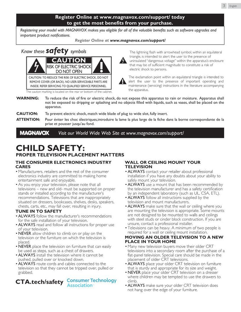 Magnavox 40 MV 336X/F7B TV Operating Manual