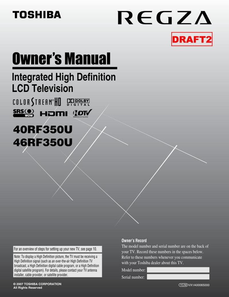 Toshiba 40RF350 46RF350 TV Operating Manual