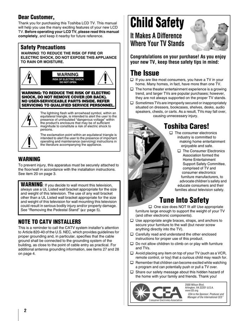 Toshiba 40RF350 46RF350 TV Operating Manual