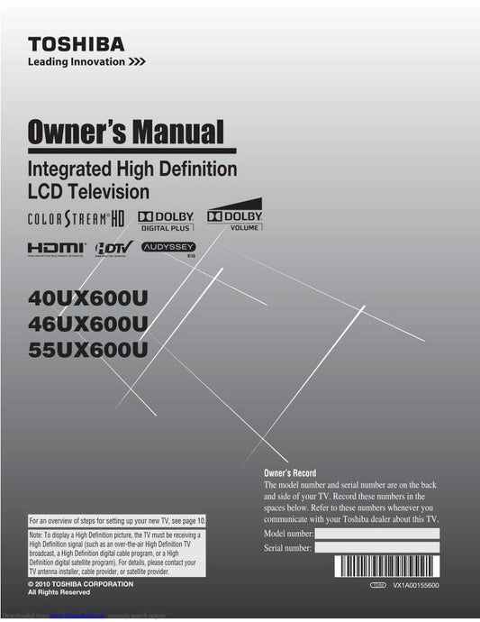 Toshiba 40UX600UOM TV Operating Manual