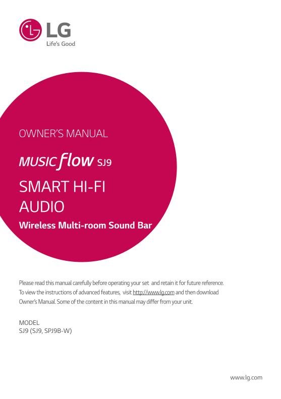 LG SJ9 Sound Bar System Operating Manual