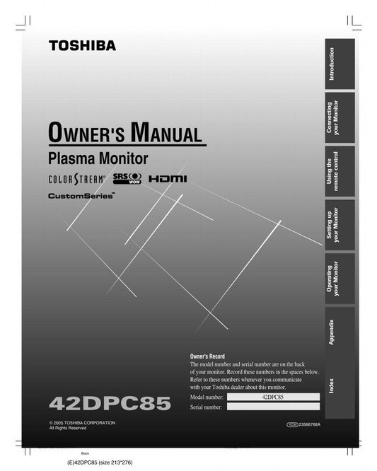 Toshiba 42DPC85 TV Operating Manual