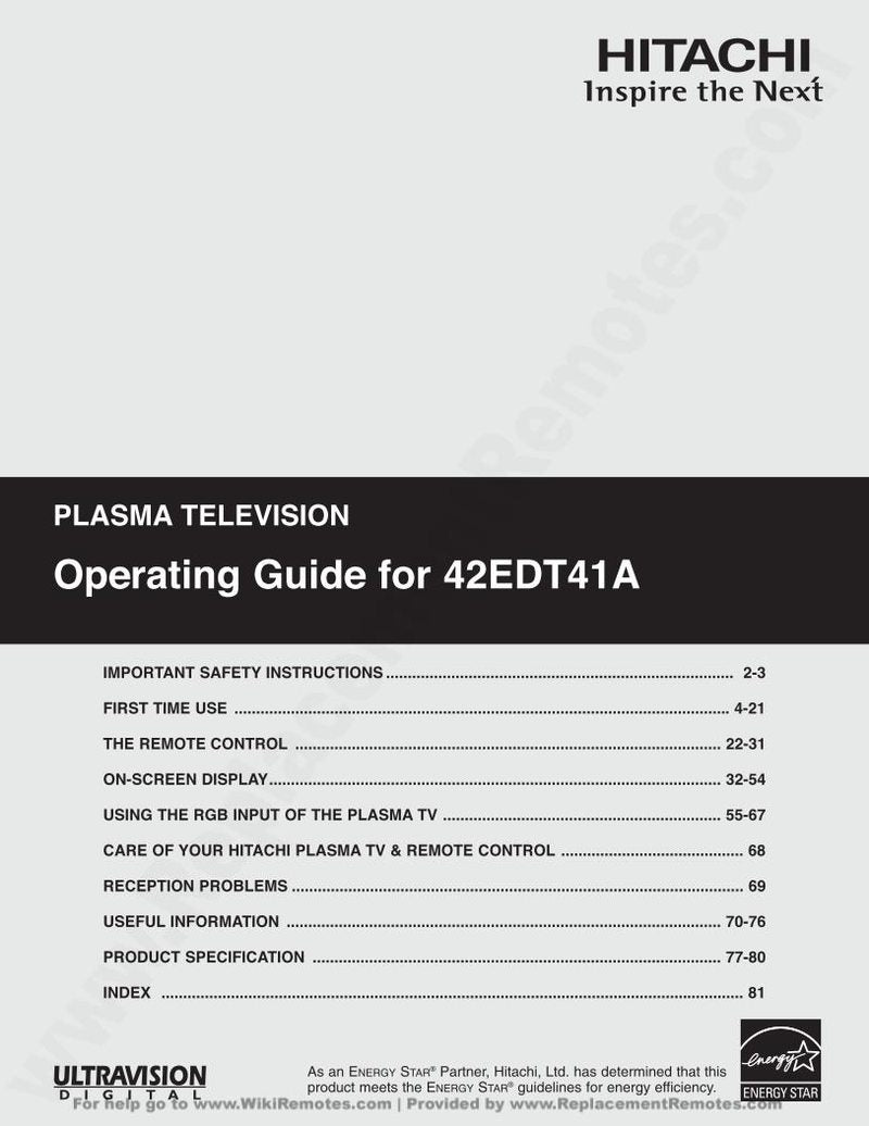 Hitachi 42 EDT 41A TV Operating Manual