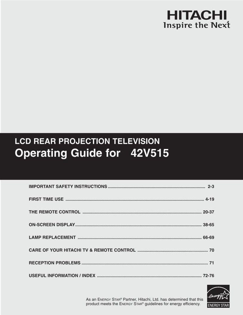 Hitachi 42 V 515 TV Operating Manual