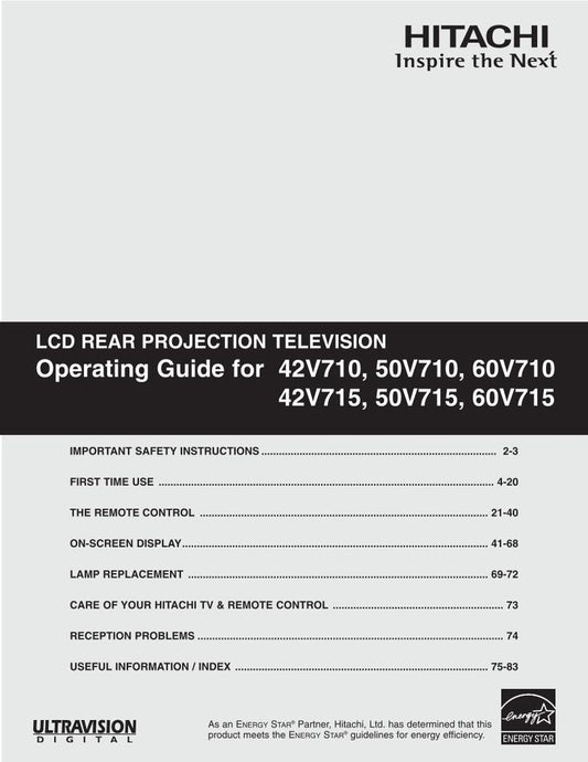 Hitachi 2 V 710 42 715 TV Operating Manual