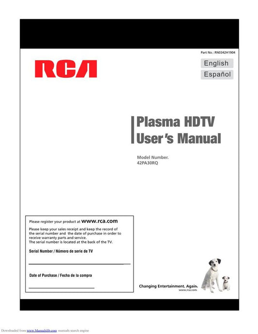 RCA 42PA30RQ TV Operating Manual