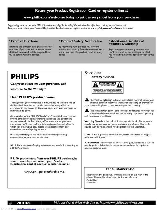 Philips 42PFL7422D/37 TV Operating Manual