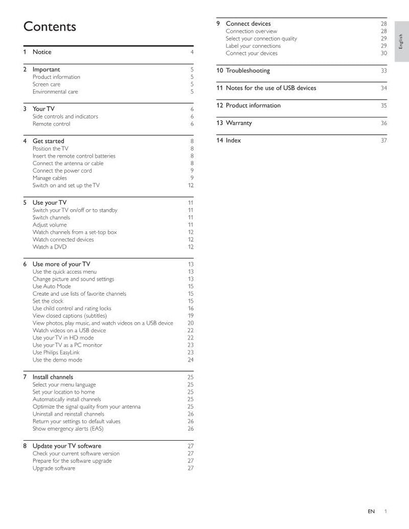 Philips 42PFL7704D/F7 TV Operating Manual