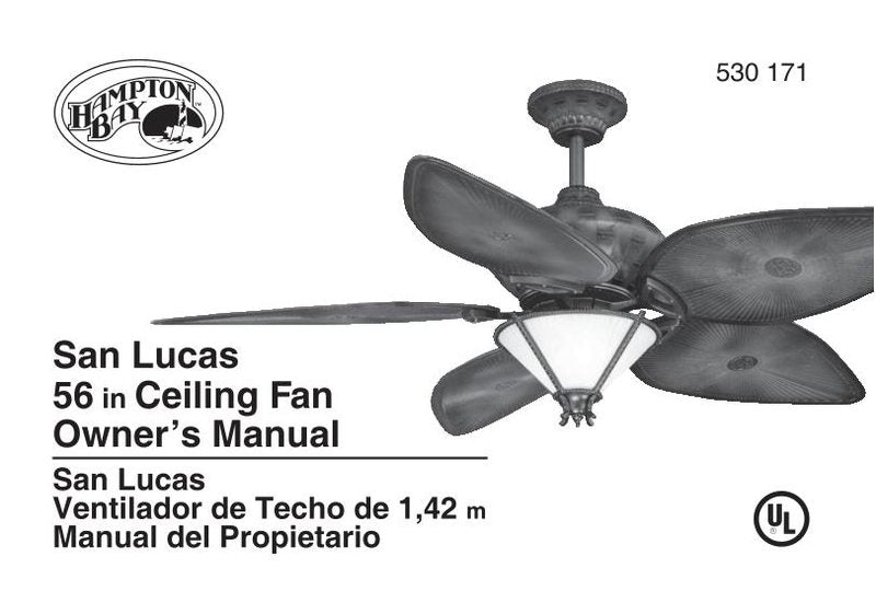 Hampton Bay AG523MH/N1 San Lucas 56 In. Natural Iron Ceiling Fan Operating Manual