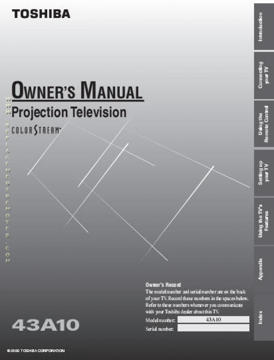 Toshiba 43A10 TV Operating Manual