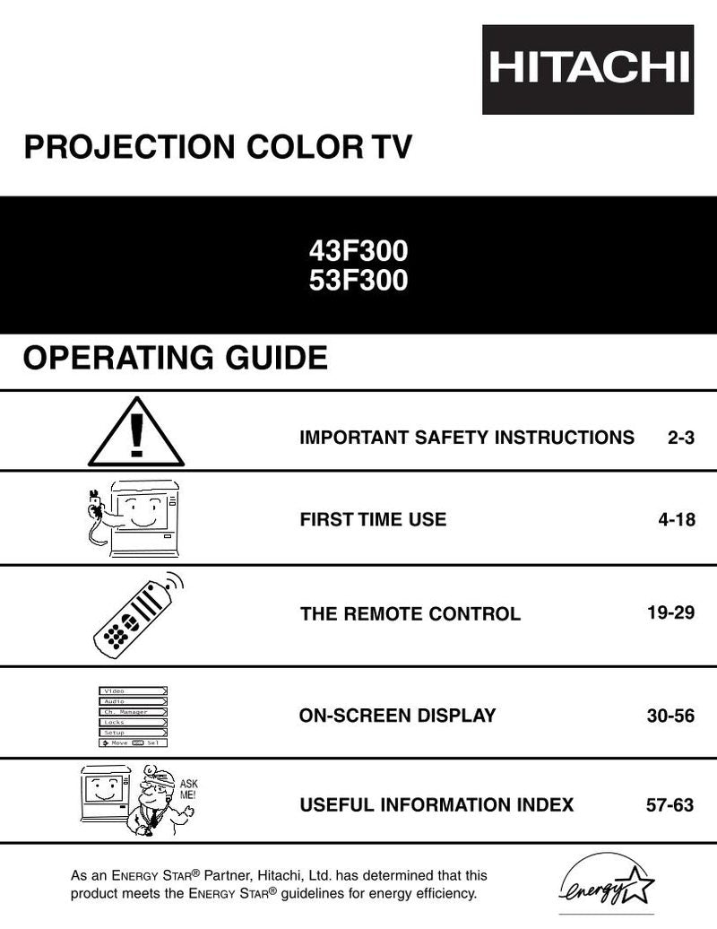 Hitachi 43 F 300 53 TV Operating Manual