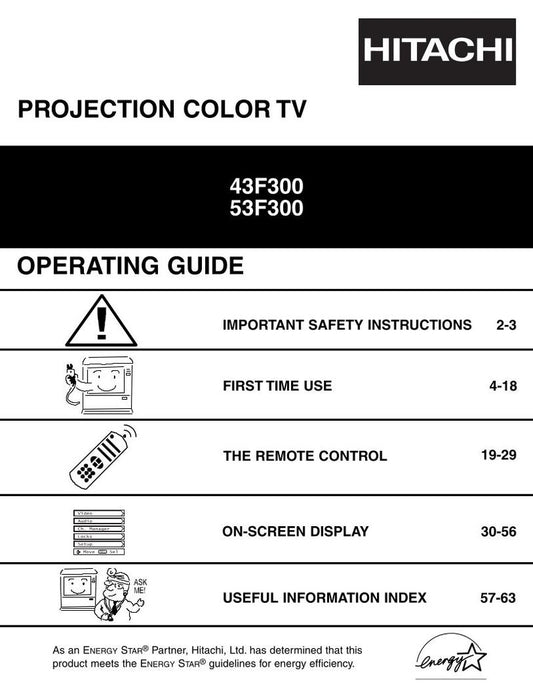 Hitachi 43 F 300 53 TV Operating Manual