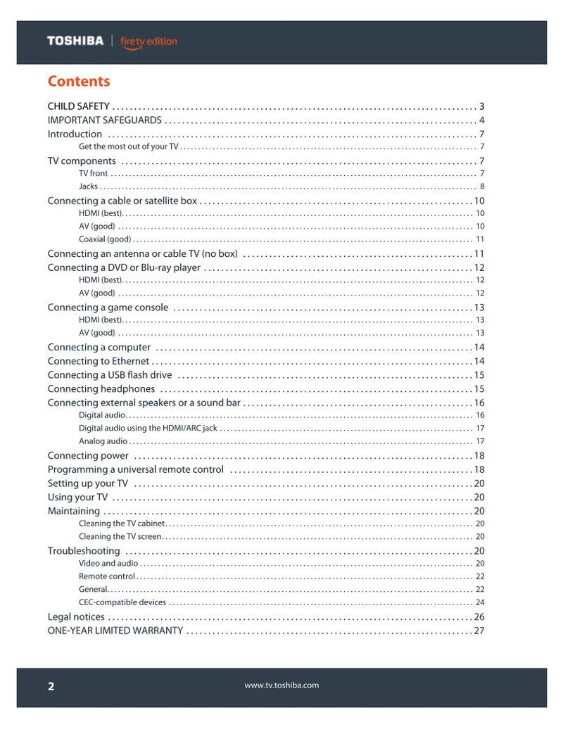 Toshiba 43LF621U19OM TV Operating Manual