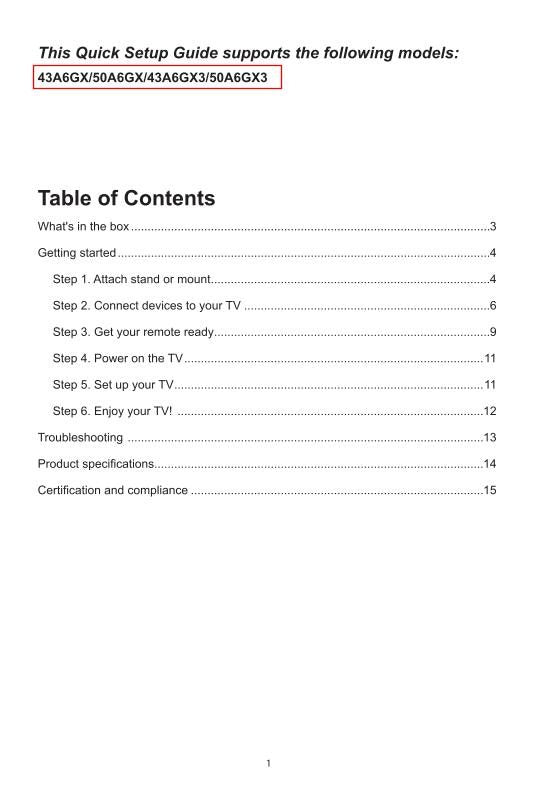 Hisense 43 A 6GX3 TV Operating Manual