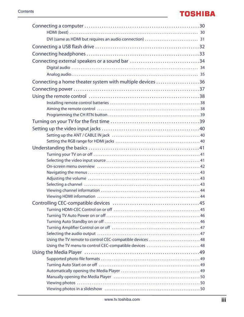 Toshiba 43L310U TV Operating Manual