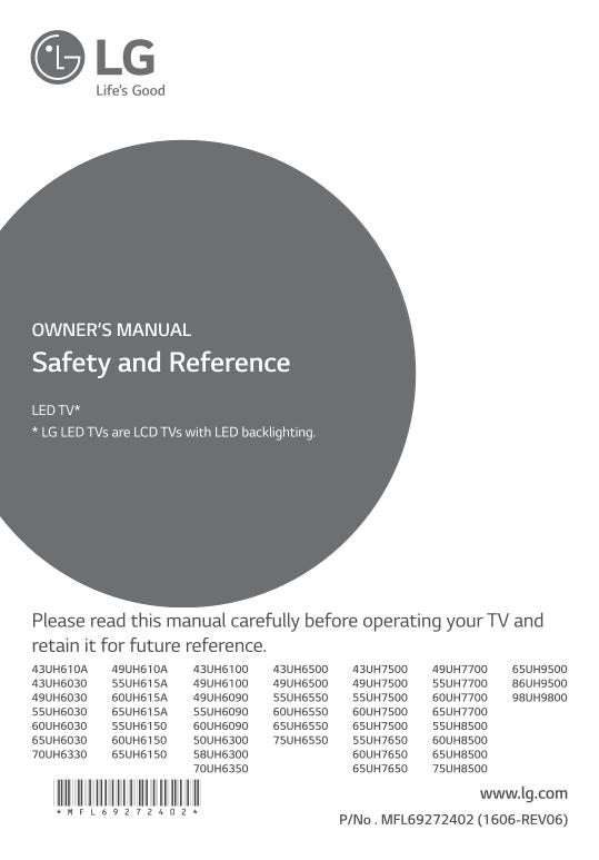 LG 60 UH 6030-UC TV Operating Manual