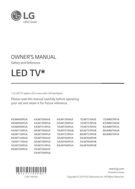 LG 65 UM 7300AUE TV Operating Manual
