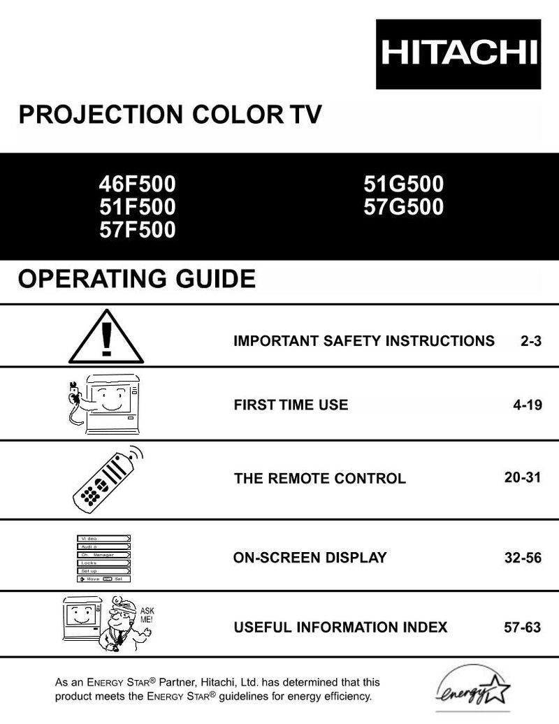 Hitachi 46 F 500 51 G TV Operating Manual