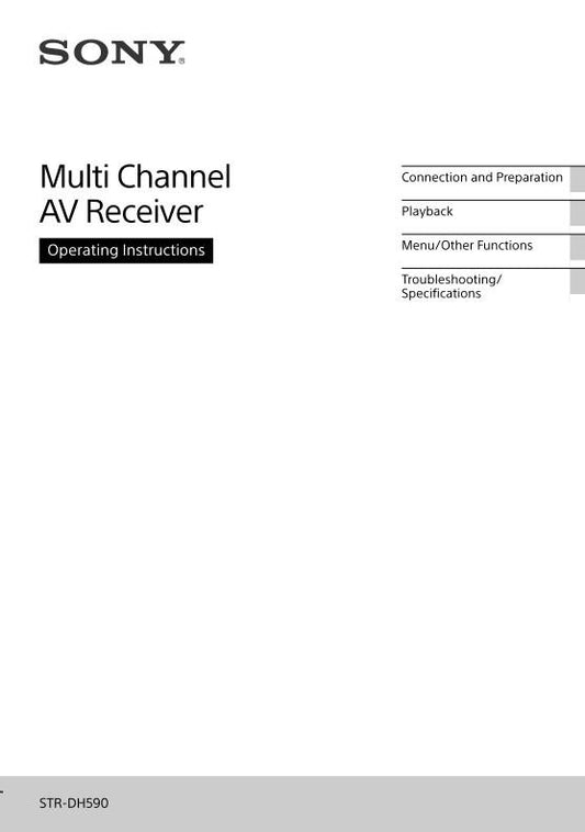 Sony STRDH590 Audio/Video Receiver Operating Manual