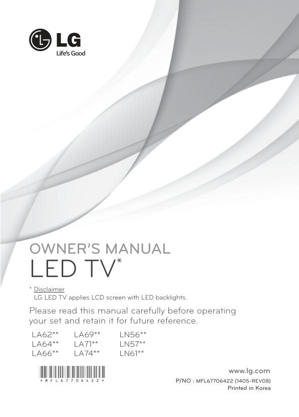 LG 47 LA 7400 TV Operating Manual