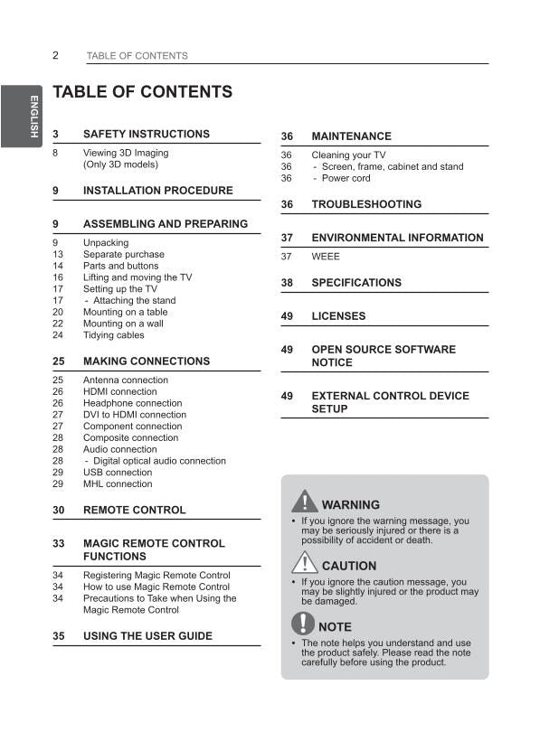 LG 47 LA 7400 TV Operating Manual