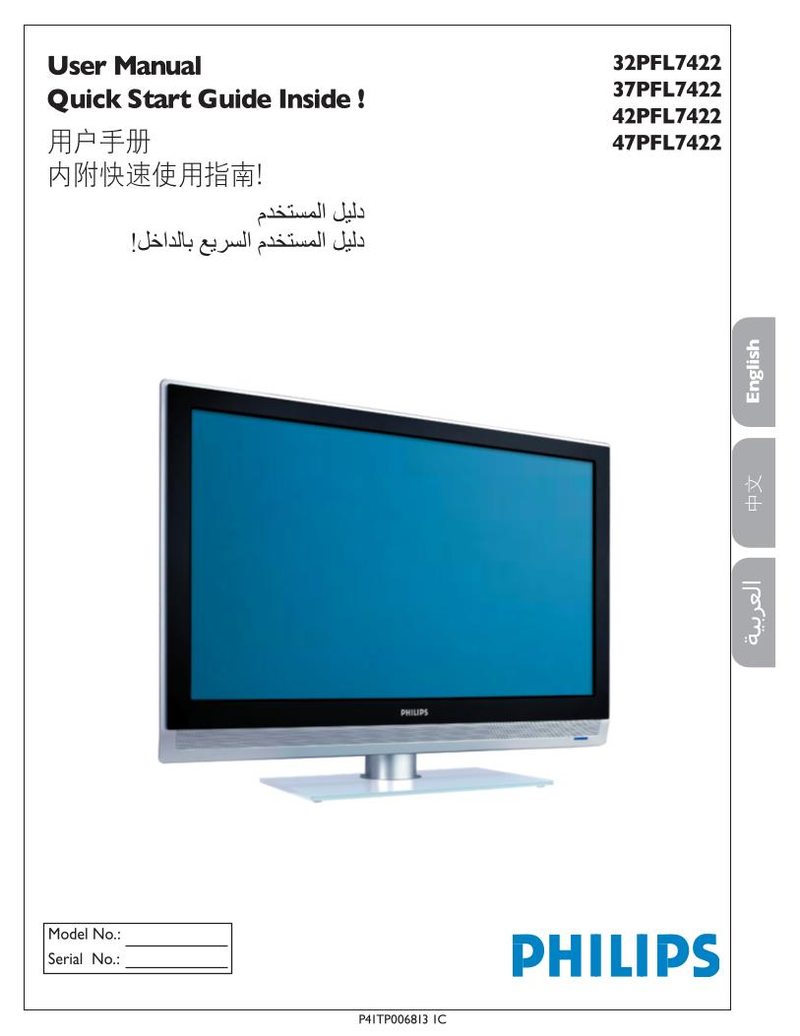 Philips 32PFL5413D85 37PFL7422 42PFL7422 TV Operating Manual