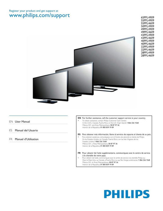 Philips 28PFL4609/F7 28PFL4909/F7 32PFL4609/F7 TV Operating Manual